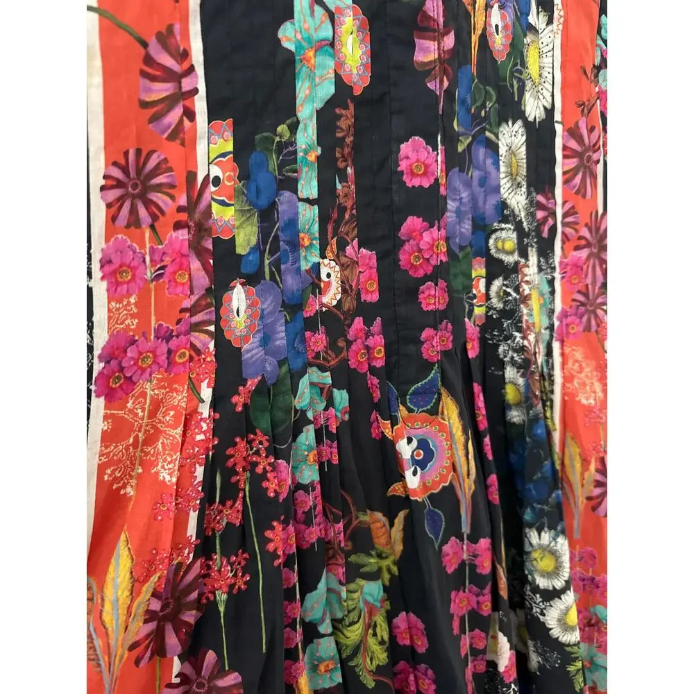 Cynthia Rowley Pleated Button Up Flutter Sleeve Dress Multi Size Medium Long - Picture 10 of 11